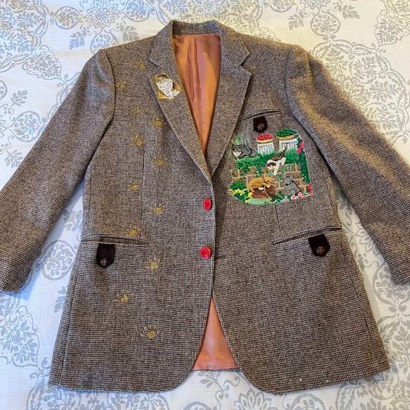 Incredible Vintage Cat Patch Blazer - Picture 1 of 16